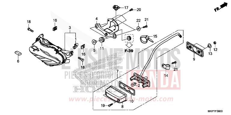 TAILLIGHT for CB500X PEARL METALLOID WHITE (NHA96) from 2021
