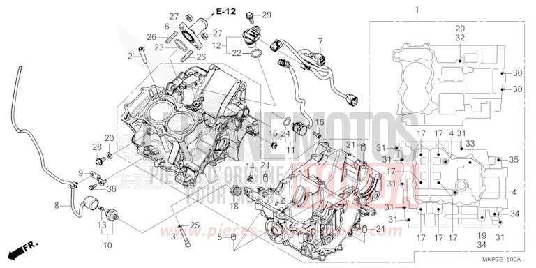 CRANKCASE for CB500X GRAND PRIX RED (R380) from 2022