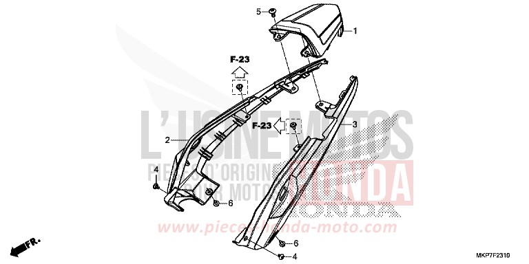 REAR COWL for CB500X GRAND PRIX RED (R380) from 2022