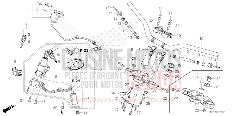 HANDLE PIPE/TOP BRIDGE for CB500X MAT GUNPOWDER BLACK METALLIC (NH436) from 2022