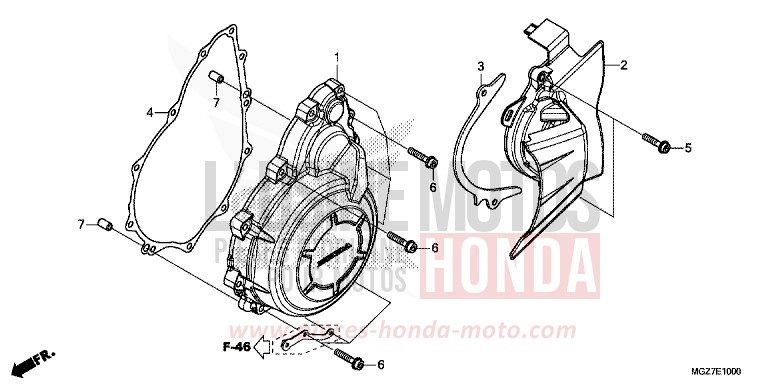 A.C. GENERATOR COVER for CB500X CANDY RUBY RED (R4) from 2014