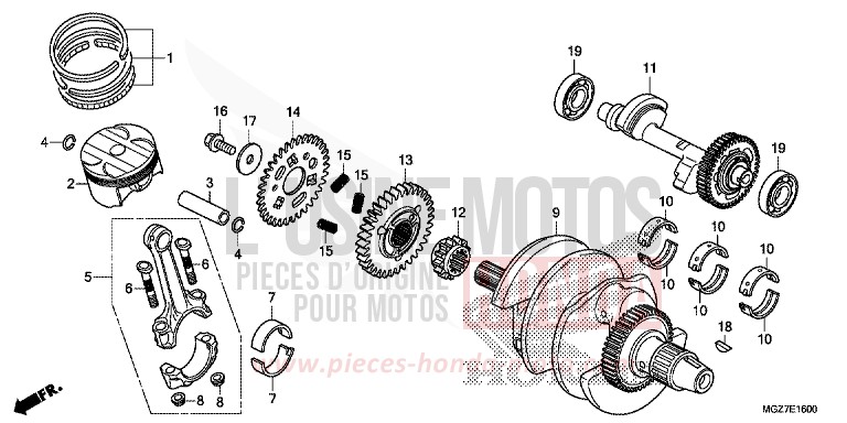CRANKSHAFT/PISTON for CB500X CANDY RUBY RED (R4) from 2014