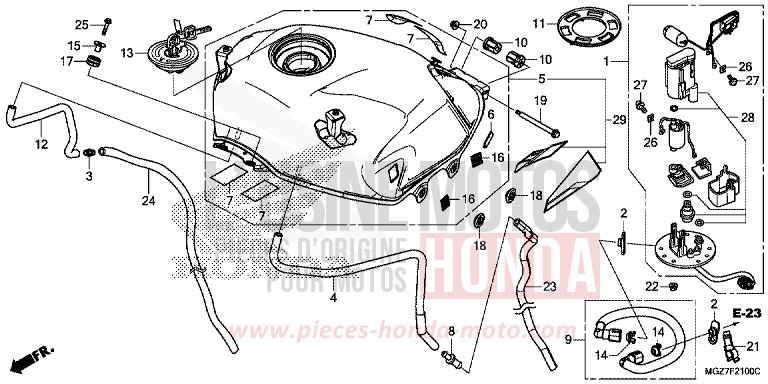 FUEL TANK/FUEL PUMP for CB500X CANDY RUBY RED (R4) from 2014