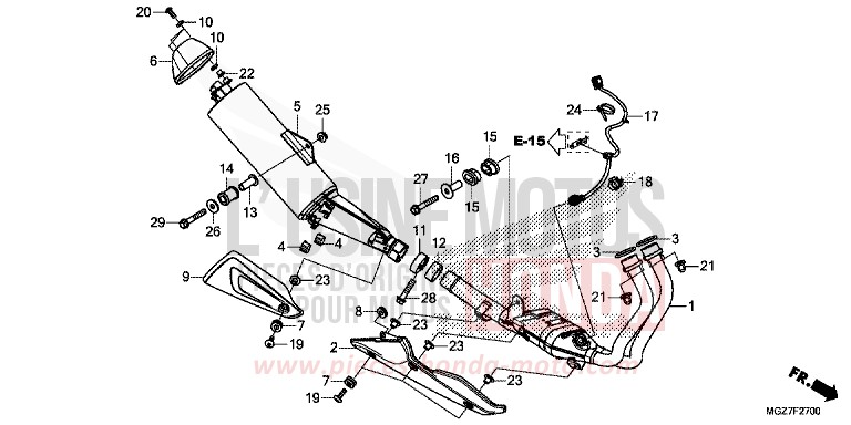 EXHAUST MUFFLER for CB500X CANDY RUBY RED (R4) from 2014