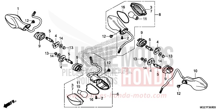 WINKER for CB500X CANDY RUBY RED (R4) from 2014