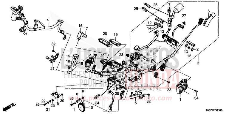 WIRE HARNESS for CB500X CANDY RUBY RED (R4) from 2014