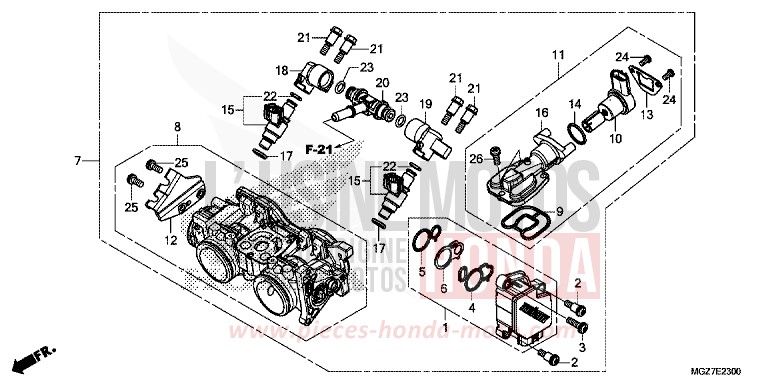THROTTLE BODY for CB500X MAT GUNPOWDER BLACK METALLIC (NH436) from 2014