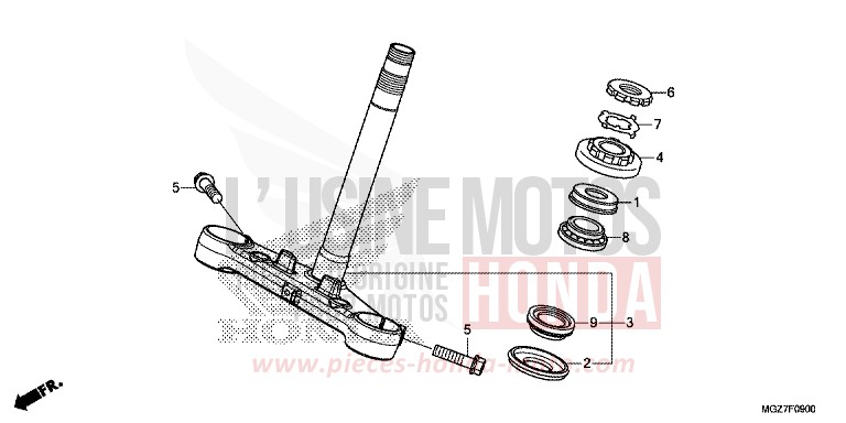 STEERING STEM for CB500X MAT GUNPOWDER BLACK METALLIC (NH436) from 2014