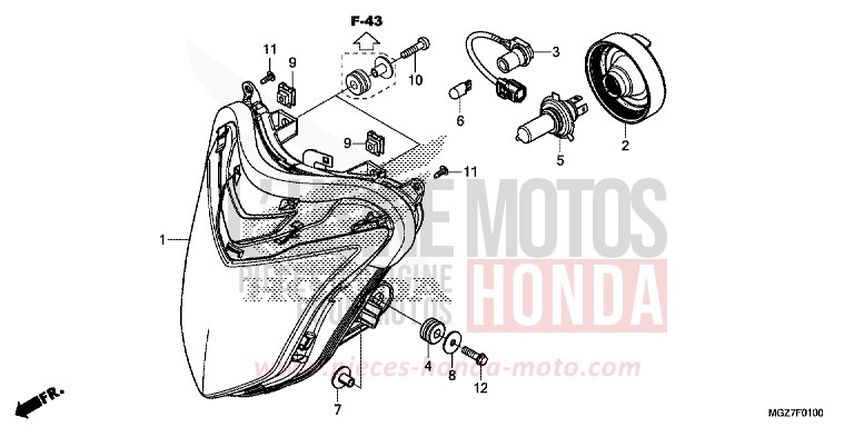 HEADLIGHT for CB500X PEARL HIMALAYAS WHITE (NHA87) from 2014