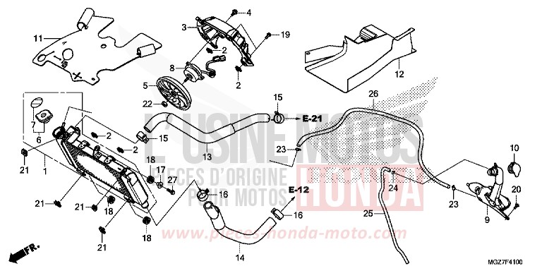 RADIATOR for CB500X PEARL HIMALAYAS WHITE (NHA87) from 2014