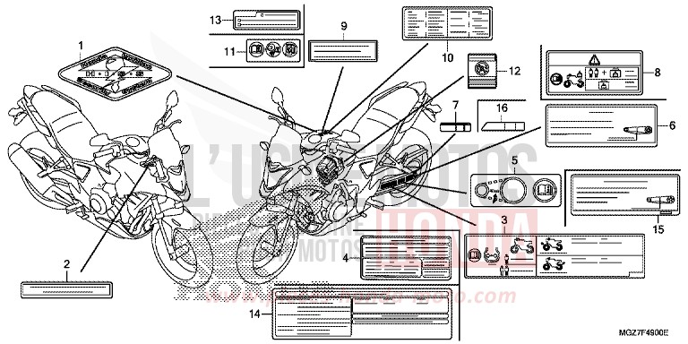 CAUTION LABEL for CB500X PEARL HIMALAYAS WHITE (NHA87) from 2014