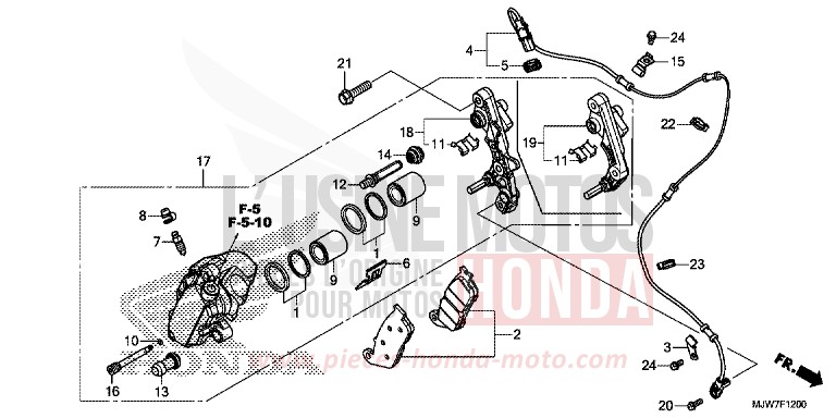 FRONT BRAKE CALIPER for CB500F CANDY ENERGY ORANGE (YR249) from 2016