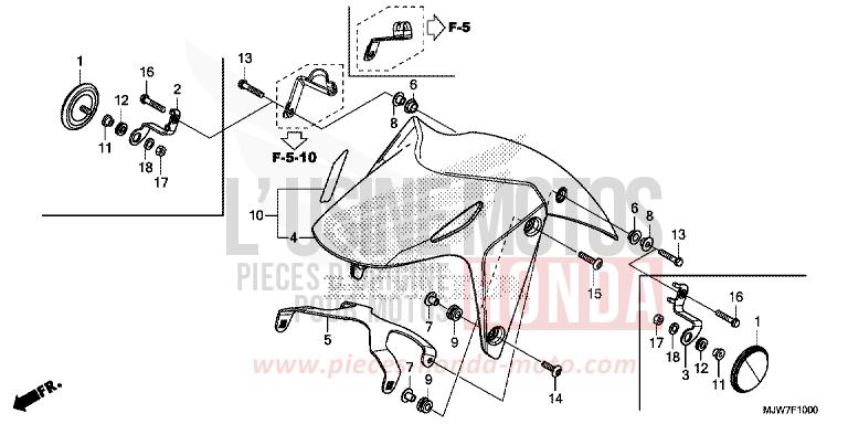 PARAFANGO ANTERIORE per CB500F MAT GUNPOWDER BLACK METALLIC (NH436) del 2016