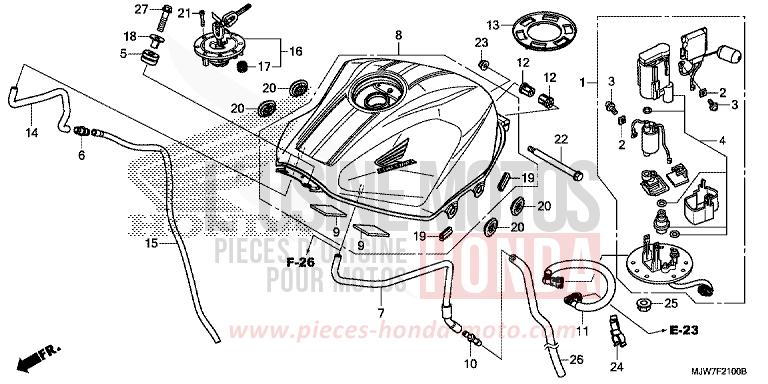 FUEL TANK/FUEL PUMP for CB500F MILLENNIUM RED (R263) from 2016
