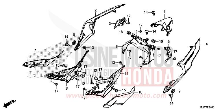 SIDE COVER/REAR COWL for CB500F MILLENNIUM RED (R263) from 2016