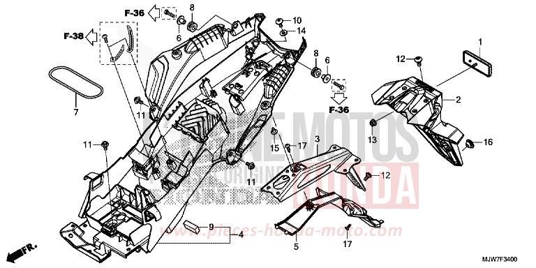 REAR FENDER for CB500F PEARL METALLOID WHITE (NHA96) from 2017