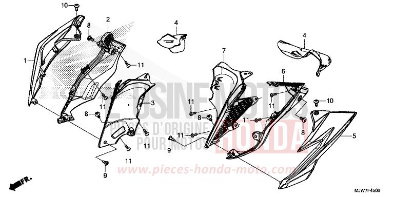 MIDDLE COWL for CB500F PEARL METALLOID WHITE (NHA96) from 2017