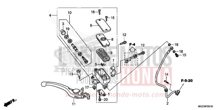 FR. BRAKE MASTER CYLINDER for CB1100 CANDY PROMINENCE RED (R342) from 2017