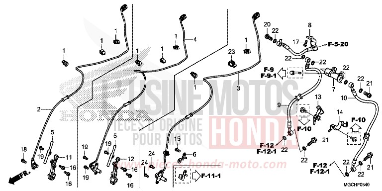 FRONT BRAKE HOSE for CB1100 CANDY PROMINENCE RED (R342) from 2017