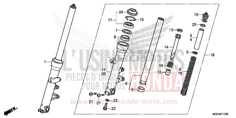 FRONT FORK (CB1100CA/CAD/TA/TAD) for CB1100 CANDY PROMINENCE RED (R342) from 2017