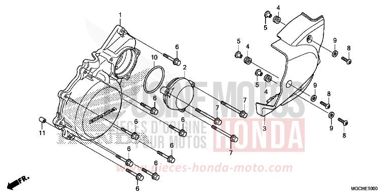 LEFT CRANKCASE COVER for CB1100 PEARL SHINING YELLOW (Y124) from 2017
