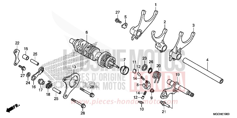 GEARSHIFT DRUM/GEARSHIFT FORK for CB1100 PEARL SHINING YELLOW (Y124) from 2017
