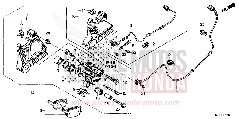 REAR BRAKE CALIPER (CB1100CA/CAD/TA/TAD) for CB1100 PEARL SHINING YELLOW (Y124) from 2017