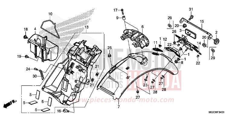 REAR FENDER (CB1100CA/CAD/NA/NAD) for CB1100 PEARL SHINING YELLOW (Y124) from 2017