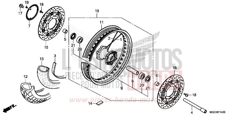 FRONT WHEEL (CB1100CA/CAD) for CB1100 PEARL SUNBEAM WHITE (NHA66) from 2017