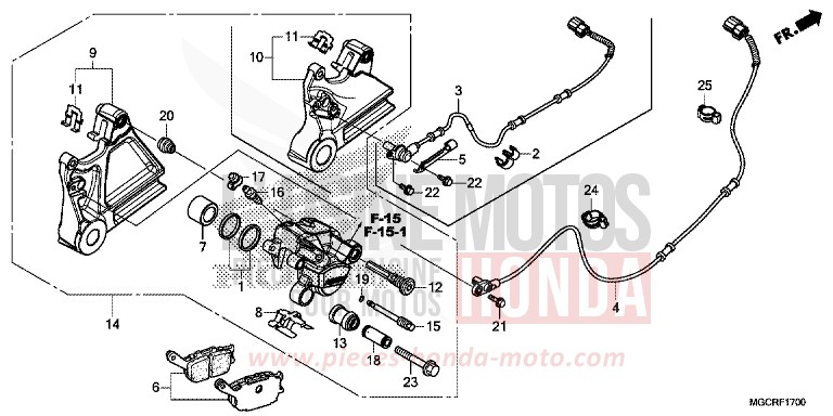 REAR BRAKE CALIPER (CB1100CA/CAD/TA/TAD) for CB1100 CANDY CHROMOSPHERE RED (R381) from 2018