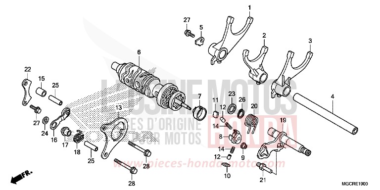 GEARSHIFT DRUM/GEARSHIFT FORK for CB1100 PEARL HAWKSEYE BLUE (PB409) from 2018