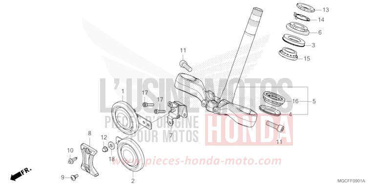 STEERING STEM (CB1100CA/NA/NAD) for CB1100 CANDY CHROMOSPHERE RED (R381) from 2019