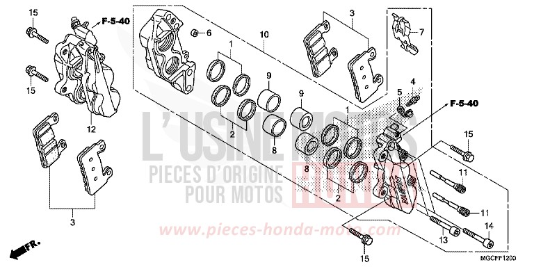 FRONT BRAKE CALIPER (CB1100CA/TAD) for CB1100 CANDY CHROMOSPHERE RED (R381) from 2019