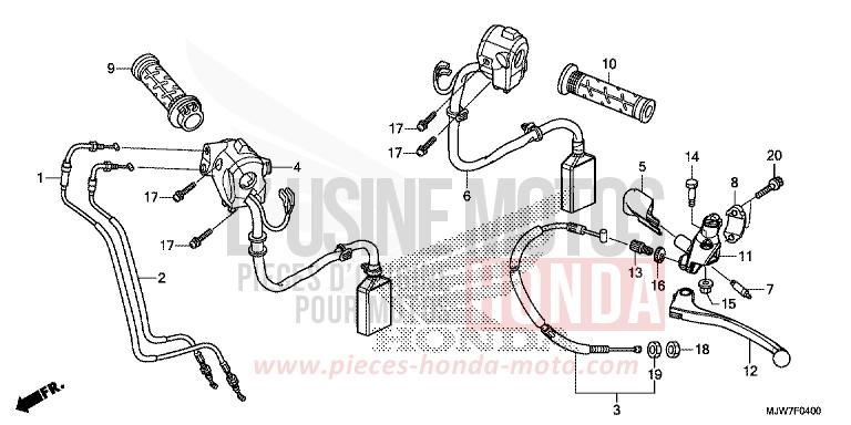 HANDLE LEVER/SWITCH/CABLE for CB500F CANDY CHROMOSPHERE RED (R381) from 2018