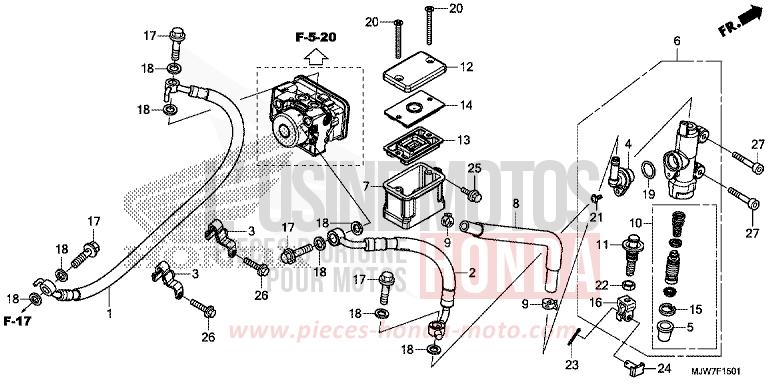 REAR BRAKE MASTER CYLINDER (CB500FA) for CB500F CANDY CHROMOSPHERE RED (R381) from 2018