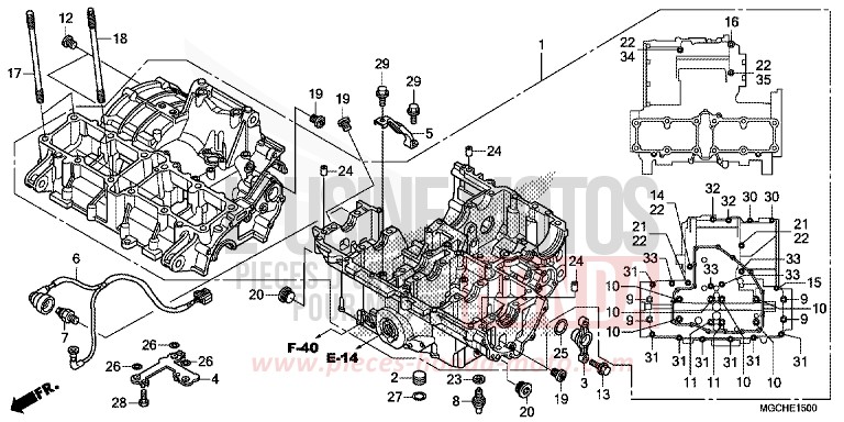 CRANKCASE for CB1100 CANDY PROMINENCE RED (R342) from 2017