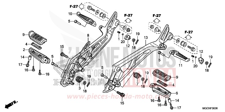 PEDANA per CB1100 CANDY PROMINENCE RED (R342) del 2017