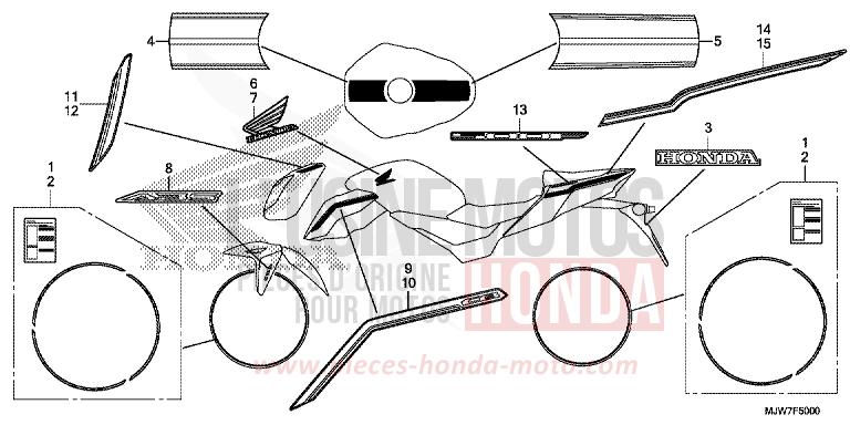 MARCA/STRISCIA per CB500F CANDY CHROMOSPHERE RED (R381) del 2018