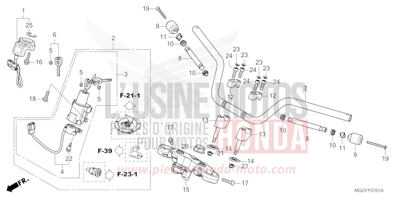 HANDLE PIPE/TOP BRIDGE (CB1100CA/NA/NAD) for CB1100 DARKNESS BLACK METALLIC (NH463) from 2019