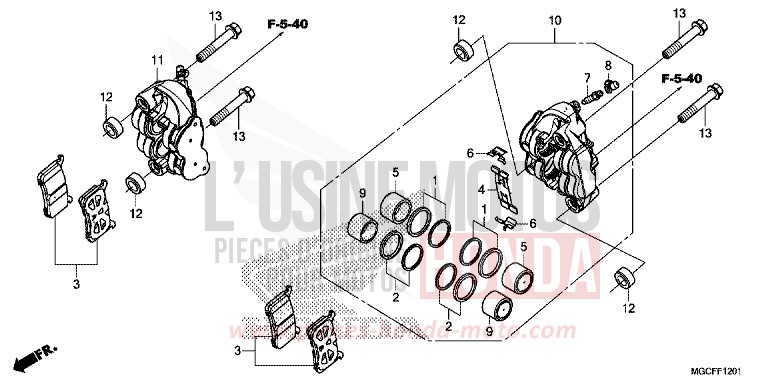 FRONT BRAKE CALIPER (CB1100NA/NAD) for CB1100 DARKNESS BLACK METALLIC (NH463) from 2019