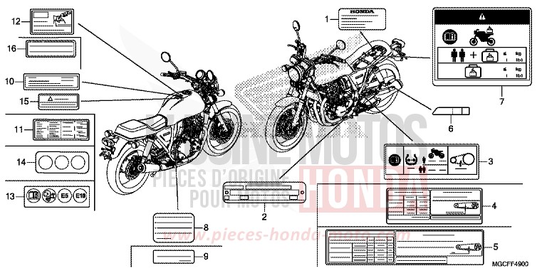 CAUTION LABEL for CB1100 DARKNESS BLACK METALLIC (NH463) from 2019