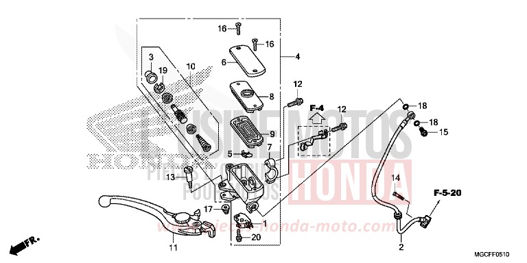 FRONT BRAKE MASTER CYLINDER for CB1100 PEARL HAWKSEYE BLUE (PB409) from 2019