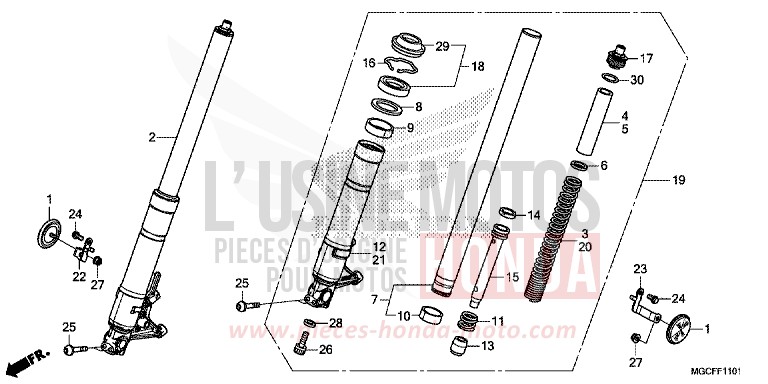 FRONT FORK (CB1100NA/NAD) for CB1100 PEARL HAWKSEYE BLUE (PB409) from 2019