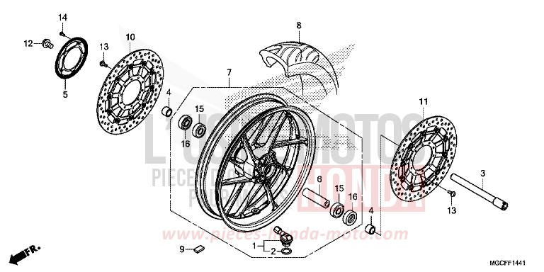 FRONT WHEEL (CB1100NA/NAD) for CB1100 PEARL HAWKSEYE BLUE (PB409) from 2019