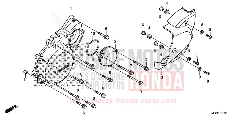LEFT CRANKCASE COVER for CB1100 CANDY ALIZARIN RED (R345) from 2014