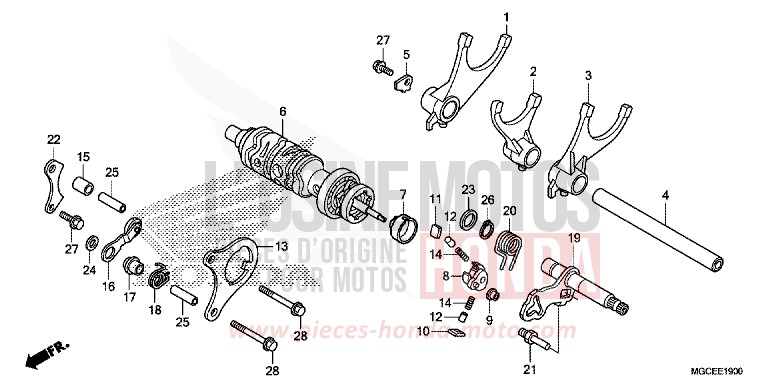 GEARSHIFT DRUM/GEARSHIFT FORK for CB1100 CANDY ALIZARIN RED (R345) from 2014
