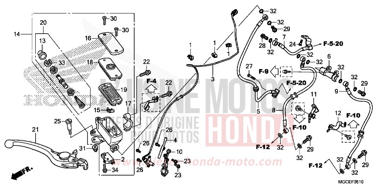 FR. BRAKE MASTER CYLINDER (CB1100A/SA/SAD) for CB1100 DARKNESS BLACK METALLIC (NH463) from 2014