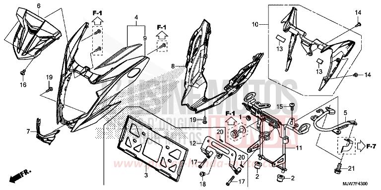 FRONT COWL for CB500F FORCE SILVER METALLIC (NH411) from 2018