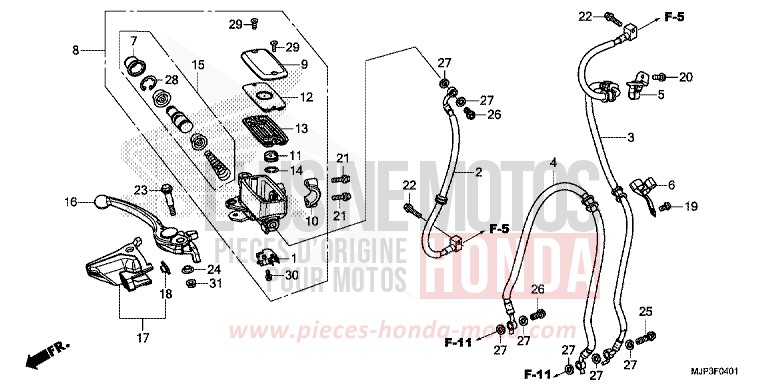 FR. BRAKE MASTER CYLINDER (CRF1000A/CRF1000D) for CRF1000 MAT BALLISTIC BLACK METALLIC (NHA86) from 2017