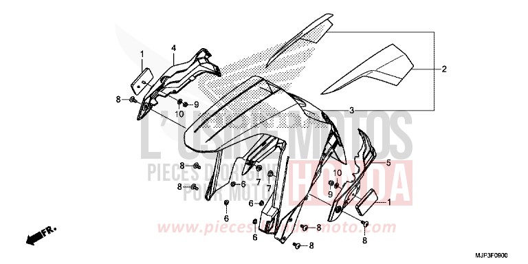 FRONT FENDER for CRF1000 MAT BALLISTIC BLACK METALLIC (NHA86) from 2017